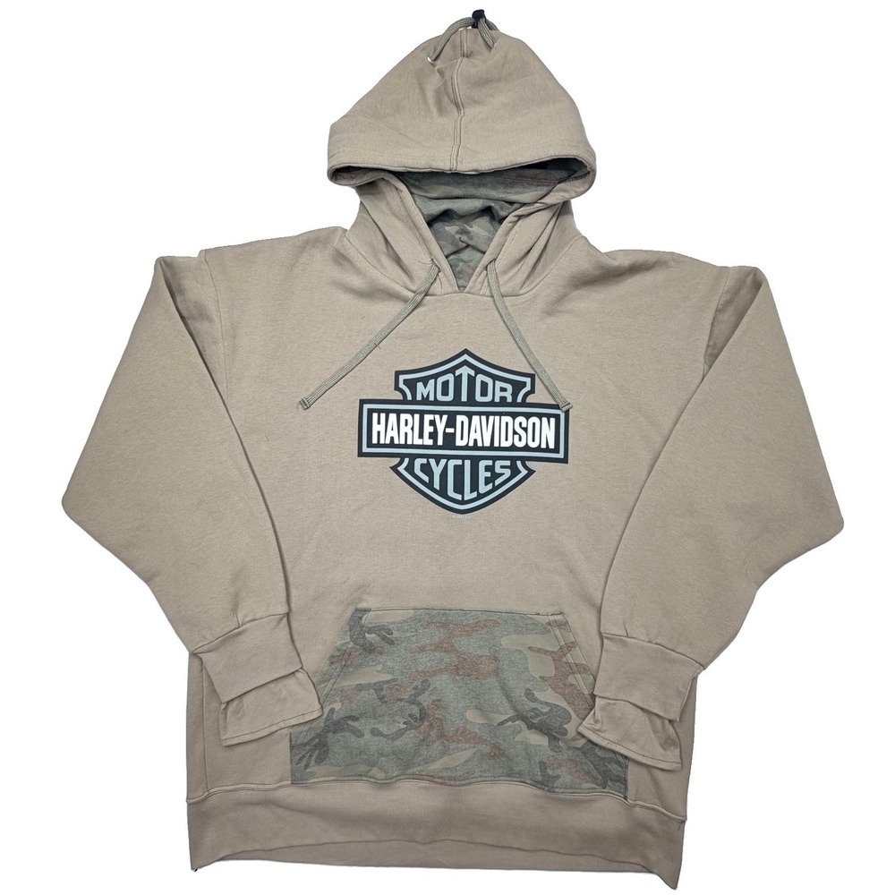 Harley-Davidson Hoodie Mens XL Olive Camo Hurricane Biloxi MS Eagle Pullover NWT